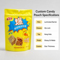 Hangende ziplock zak voor kauwgom, zacht snoep, fruit en confiserie, schapklare verpakking, wereldwijde koper, aangepaste print, aroma verzegeling