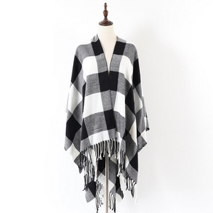 Nouveau <span class=keywords><strong>Poncho</strong></span> Châle Femme Hiver Rouge Motif Carreaux Classique Vente Chaude - Product Image 5