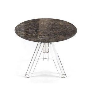 Set da tavolo in marmo nero rotondo Ometto con Base in policarbonato trasparente 90/130 Top 107 diametro modello TMR0003 - Product Image 5