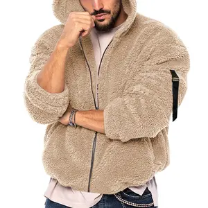 XMAMLON Hot selling RTS double-sided Arctic Velvet warm hooded zipper casual jacket for men men's jackets