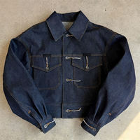 Veste en jean personnalisée pour homme, épaisse, en coton délavé, boutonnée, coupe ample et carrée, style vintage, en denim japonais selvedge brut