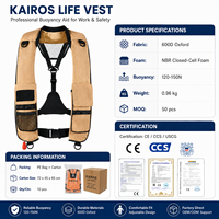 Gilet gonflable manuel/automatique Kairas Mq-d03, séchage rapide, matériau en mousse imperméable, cartouche de gaz CO2 33g pour la pêche