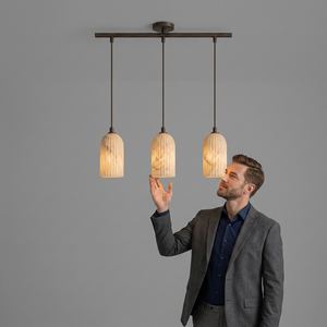 Modern Marble Pendant Light 3-Light Ceiling Fixture Indoor Kitchen Decor Handmade Irregular Shade Design - Product Image 5