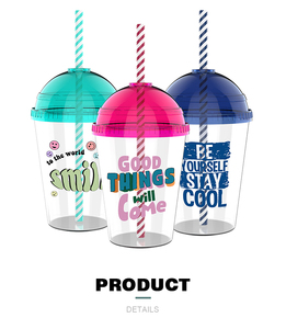 Gobelet en plastique transparent à double paroi de 24 oz, sans BPA, avec couvercle dôme, personnalisable avec logo, multicolore, adapté aux boissons glacées/froides et à l'<span class=keywords><strong>eau</strong></span> bouillante - Product Image 6