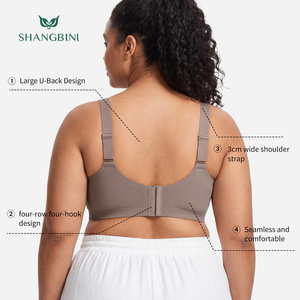 SHANGBINI Strukturiertes, geripptes, nahtloses BH-Set in Übergröß<span class=keywords><strong>e</strong></span>, drahtloses, anhebendes Bralette, vollständige Abdeckung, bequeme Weste, L-3XL - Product Image 3