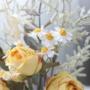 Bouquet de fleurs artificielles en soie, roses et marguerites, fleurs séchées, décoration intérieure, accessoires de mariage en plein air, respectueux de l'environnement - Product Image 4