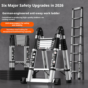 Scala Telescopica Pieghevole in Alluminio con 5 Gradini <span class=keywords><strong>e</strong></span> Capacità di Carico di 150kg per Uso Domestico - Product Image 6