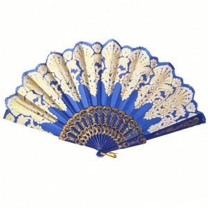 Chinese Style Hot Stamping Gold Flower <b>Pattern</b> Folding Fan Plastic Lovely Hand Fan with Love Style Toy Model - Product Image 5