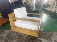 Fauteuil pivotant en teck au design moderne, coussin en mousse haute densité, imperméable, mobilier d'extérieur écologique pour salon, hôtel, villas