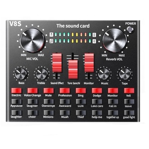 Universal V8S Transmisión en vivo Tarjeta de sonido Teléfono móvil/<span class=keywords><strong>Computadora</strong></span> Ancla Grabación <span class=keywords><strong>Mezclador</strong></span> de sonido <span class=keywords><strong>para</strong></span> BM800 LGT 240 - Product Image 1