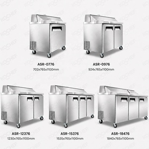 Tavolo Refrigerato Commerciale da 470L per Preparazione Cibo, Banco Frigo per Sandwich, Insalate e Pizza in Acciaio Inox R290 con Vaschette GN, Certificato ETL - Product Image 6