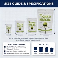 Sachet Doypack en aluminium mat blanc haute barrière avec fermeture zip, étanche, pour poudre de thé vert Matcha, vente en gros