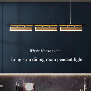 Lampu gantung Restoran Mewah Italia, lampu gantung setrip ruang tamu kreatif sederhana, lampu gantung hitam + tembaga - Product Image 2