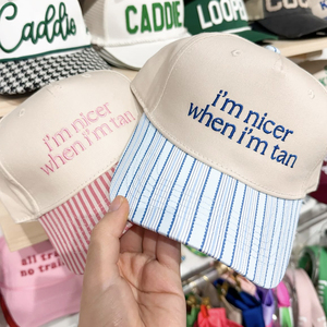 Casquette <span class=keywords><strong>de</strong></span> baseball à rayures pour femme avec broderie personnalisée « I'm Nicer When I'm Tan », casquette <span class=keywords><strong>de</strong></span> camionneur d'été pour la plage et la protection solaire - Product Image 6