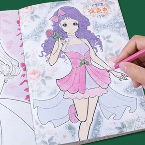 Jouets de dessin animé en 3D pour enfants, livres de coloriage éducatifs pour étudiants avec crayons, couverture en papier peignable, papeterie - Product Image 2