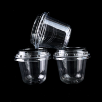 Gobelets en plastique transparents personnalisés avec logo, 10 oz, pour gâteaux, glaces, yaourts, desserts, avec couvercles