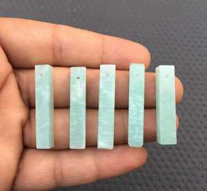 เม็ดบริโอเลตต์พลอยอเมซอนสีเขียว5ชิ้นทรงดินสอเจาะด้านข้างสำหรับทำเครื่องประดับขายส่ง - Product Image 3