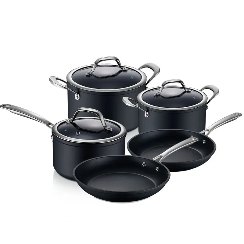 ASD Escalation Series 8pcs Cooking Dining forged aluminum Nonstick Cookware Sets with Glass lid