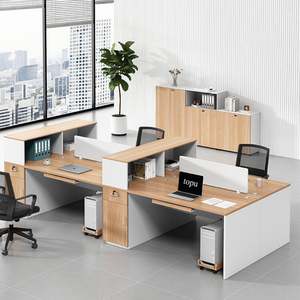 Poste de travail de <span class=keywords><strong>bureau</strong></span> modulaire extensible et personnalisable avec meuble de rangement, table en bois pour 2 à 6 personnes pour le personnel de <span class=keywords><strong>bureau</strong></span> - Product Image 3