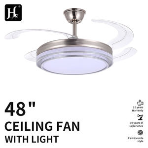 Plafonnier LED de luxe pour chambre à coucher avec ventilateur, abat-jour en acrylique, ventilateur de plafond avec lames rétractables, ventilateur de plafond avec lumière - Product Image 6