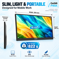 Moniteur portable tactile 16 pouces FHD Plus 60Hz IPS 822G double USB-C HD-MI avec support réglable pour travail à distance, idéal pour ordinateur portable (vente en gros OEM)