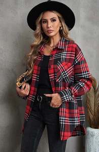 Neues Design Loose Plaid Woolen Flanell Jacke Herbst Cazual Woman Shirt Mantel <span class=keywords><strong>Blazer</strong></span> - Product Image 3