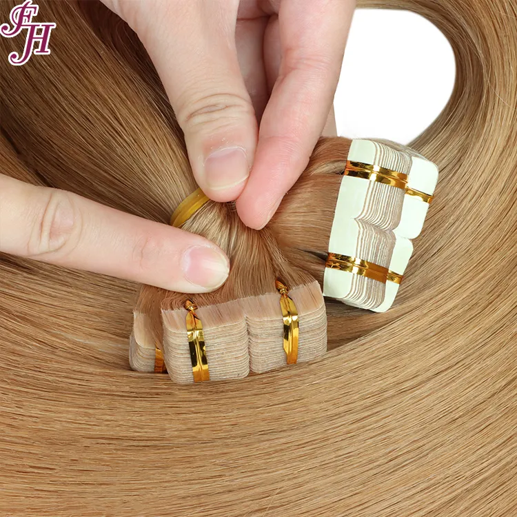 FH wholesale tape hair extensions long straight cuticle aligned double drawn natural remy tape in hair extensions tape