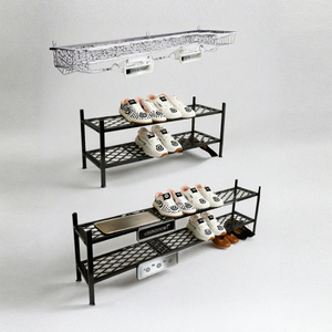 Double Tier Metal <b>Shoe</b> Rack Storage <b>Holder</b> Minimalist Design Durable Standing Type for Living Room Use - Product Image 3