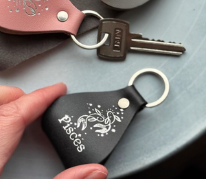 Porte-clés en cuir du zodiaque, signes du zodiaque, anneau en métal, cuir véritable, porte-clés astrologique - Product Image 6