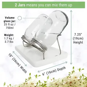 Frasco de germinación completo, 16oz, 32oz, 500ml, decapado vacío, almacenamiento de conservas, germinación, tarro de albañil, <span class=keywords><strong>frascos</strong></span> de vidrio <span class=keywords><strong>para</strong></span> germinación de <span class=keywords><strong>semillas</strong></span> - Product Image 3