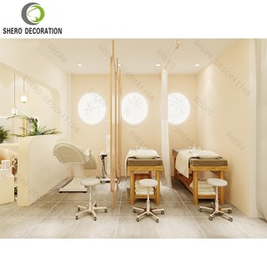 Juego de muebles de salón de belleza Soporte de esmalte de uñas Gabinete de barra de acrílico moderno Mesa de salón de uñas - Product Image 4