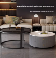 Table basse extensible en marbre durable avec structure en acier, design moderne pour petits appartements, meubles de salon