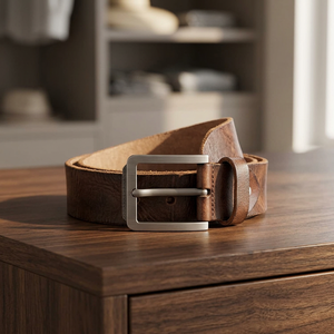 Ceinture en cuir véritable de buffle pour homme, marque célèbre BS INTERNATIONAL, robuste, imperméable, 3,8 cm, noire, personnalisable - Product Image 1