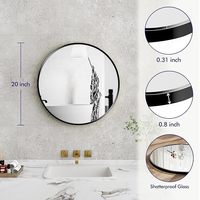 Miroir Mural Rond pour Salon, Chambre, Salle de Bain, Lavabo - Miroir de Vanité Circulaire pour Usage Décoratif