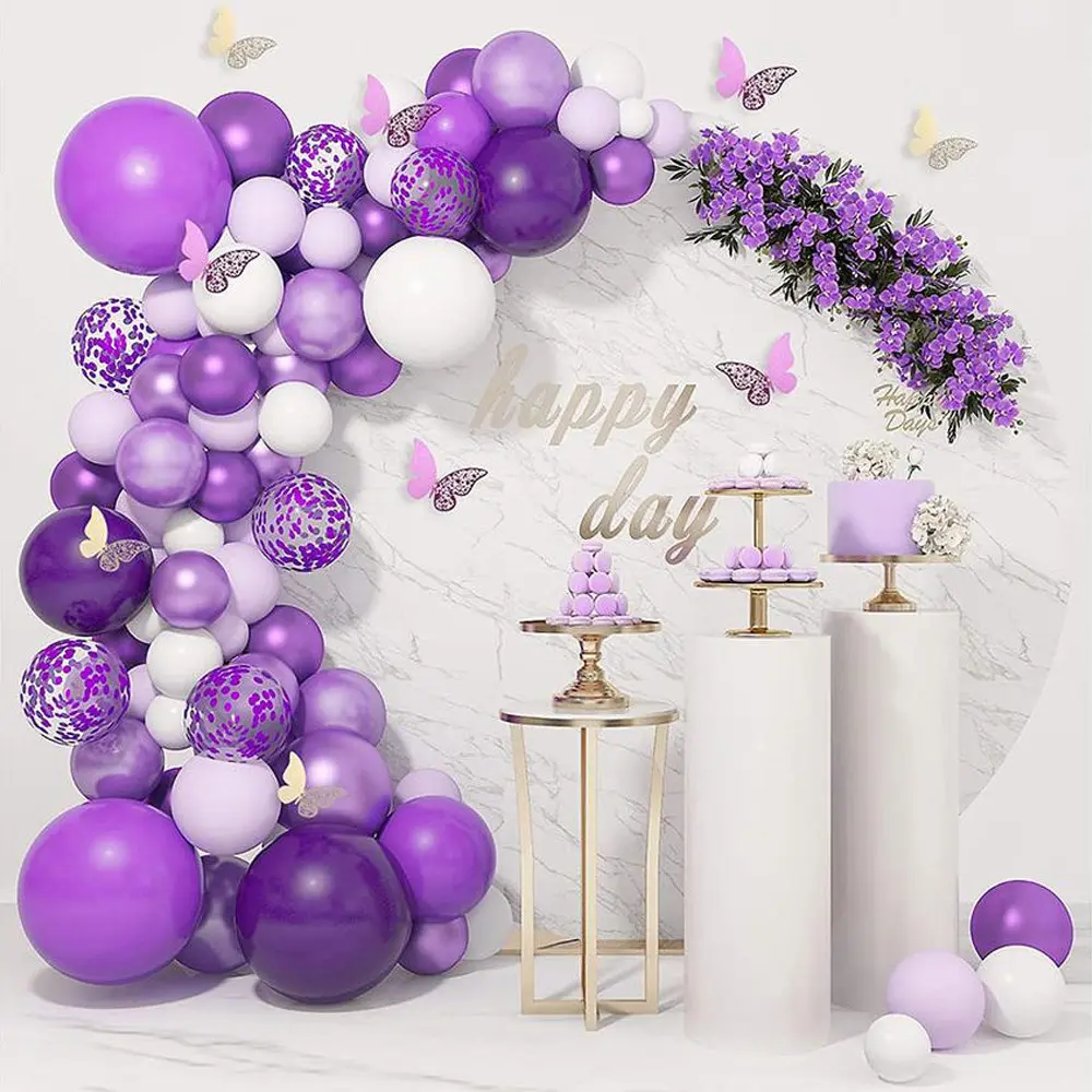 Purple Metal Balloon Set Kids Birthday Party Decoration Set Butterfly Arrangement Balloon decorations for events party supplies