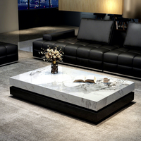 Table basse rectangulaire en pierre de luxe moderne et simple, blanche, pour salon, durable et facile à nettoyer, de la marque China Minis Luxury Home Furniture