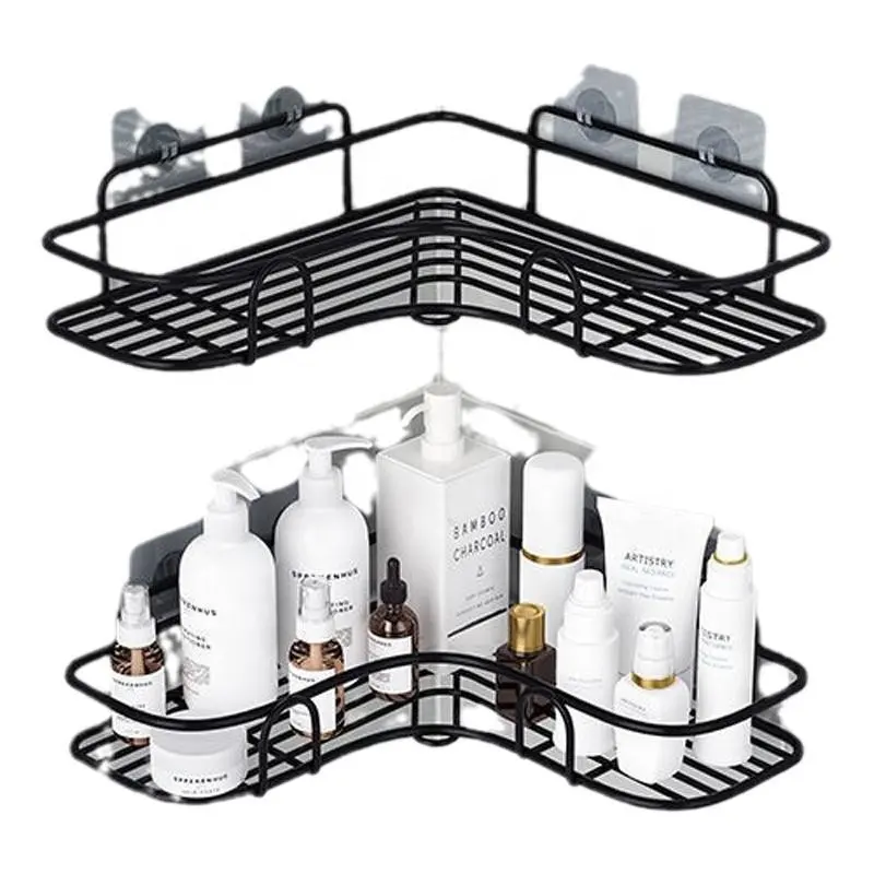 Drill-Free Wall Mounted Removable Multifunctional Metal Bathroom 4 holder Iron storage rack For Bathroom Accessories