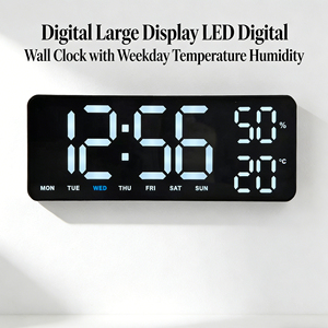 Nouvelle Arrivée Horloge Murale LED à Grand Affichage Numérique, Jour de la <span class=keywords><strong>Semaine</strong></span>, Température, Humidité, Luminosité Réglable, Alarme, Décoration Maison/Bureau - Product Image 6