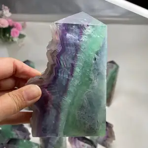 Kindfull Wholesale Natural Crystal Quartz Semi-precious Stone Fluorite Specimen Crystal Raw Stone Tower