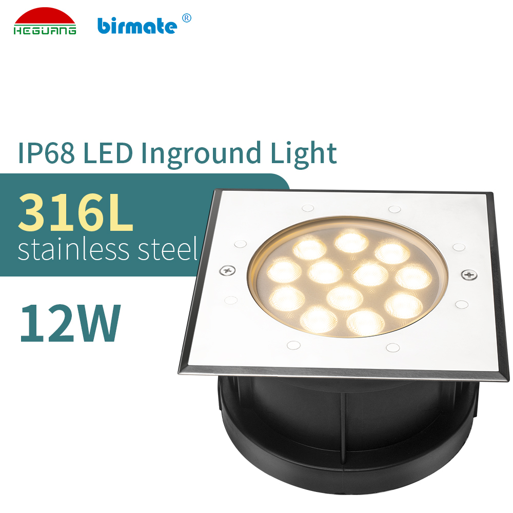 DC24V 12W SS316L Outdoor Square Type Underwater IP68 Inground Swimming Pool Light