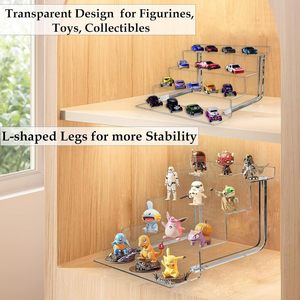 Logo personnalisé 4 Niveaux Transparent Parfum En Forme De L Riser <span class=keywords><strong>Présentoir</strong></span> En Acrylique Escaliers <span class=keywords><strong>Présentoir</strong></span> pour Figurines Jouets - Product Image 5