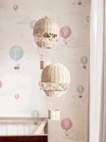Décoration suspendue en rotin tressé style nordique en forme de montgolfière pour chambre d'enfant, baby shower, photographie, ornement mural tissé
