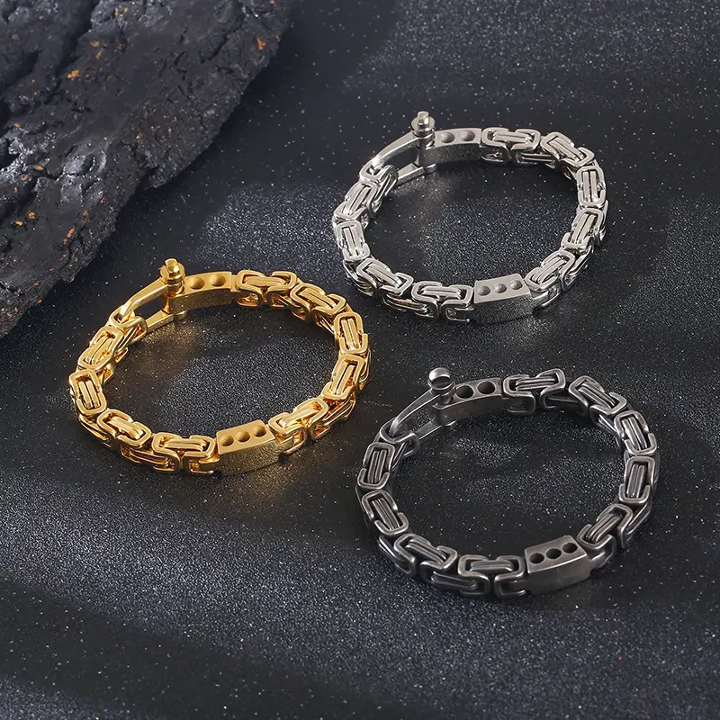Bracciale gioielli all'ingrosso 2023 re in acciaio inox da uomo regalo argento oro placcato argento bracciale