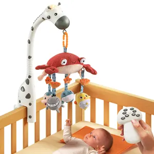 Tumama儿童婴儿床铃铛音乐手机玩具软蟹悬挂塑料婴儿床长颈鹿毛毡婴儿床婴儿手机玩具