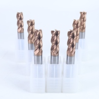 Fraise à rayonner en acier au tungstène HRC55, revêtement bronze, 4 dents, durable, pour usinage CNC de matériaux métalliques