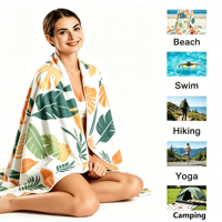 Individuelles Logo Modernes Umweltfreundliches Schnelltrocknendes Mikrofaser-Strandtuch mit Bedrucktem Neuartigem Muster für Bad & Outdoor-Nutzung Reise
