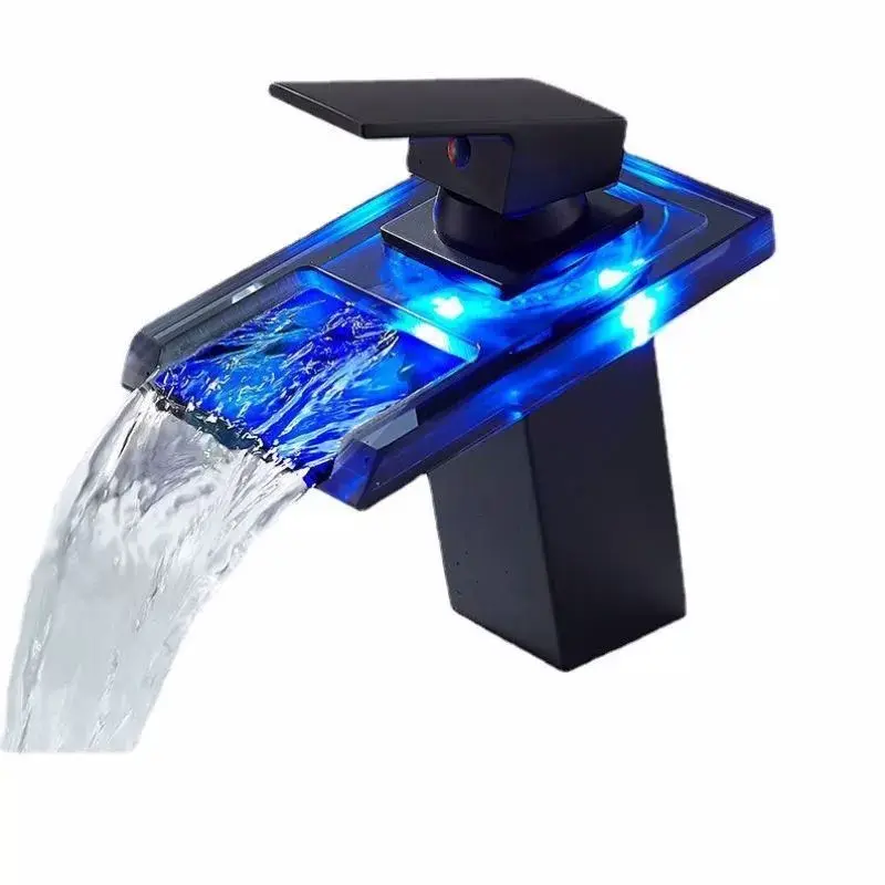 Mezclador de agua fría y caliente de Venta caliente 3 tipos de grifos de luz LED grifo de baño nuevo diseño grifo de lavabo de baño