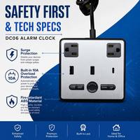 Centro de Conexión Inteligente para Hoteles: Reloj Despertador Digital con Tomas de Corriente con Protección Contra Sobretensiones, Estación de Carga Rápida con Doble USB-A y Tipo-C PD