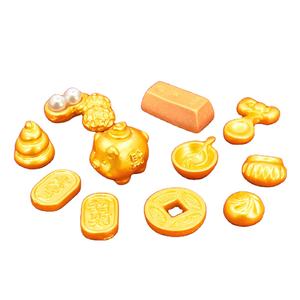 ของตกแต่งเรซิ่นรูปทองคำแท่งจำลอง หมูนำโชค ถ้วยทองคำจิ๋ว ซาลาเปา ครีม กาวตกแต่ง ของตกแต่งปีใหม่ สีทอง ทำเองได้ - Product Image 4