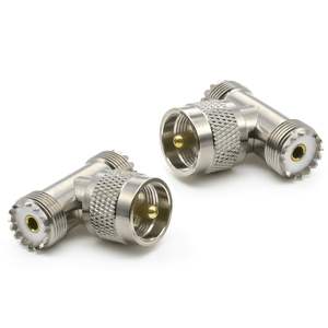 UHF штырь к UHF Женский тройник Разъемы, Pl259 Тройник Разъем <span class=keywords><strong>PL</strong></span>-259 коаксиальный кабель адаптеры SO239 разветвитель для радиолюбителей CB антенны - Product Image 3